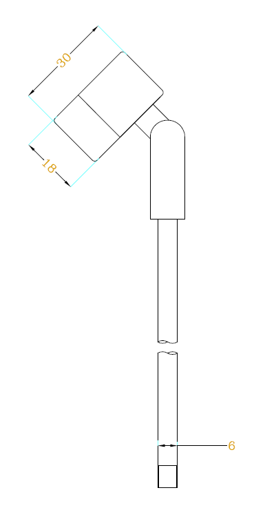 1W功率立杆式射灯H6304尺寸图