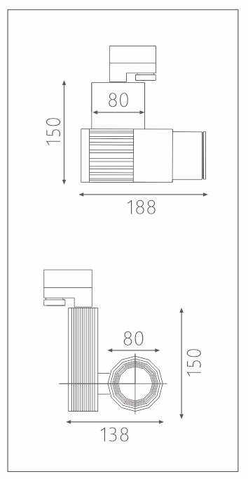 H3221led博物导轨灯具尺寸图
