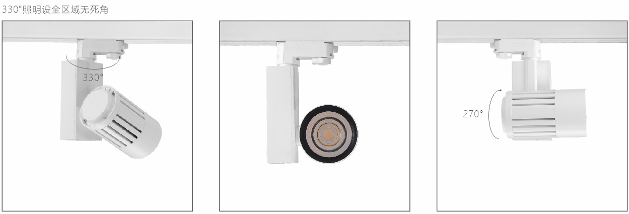 H3221led博物导轨灯具灯具硬件旋转角度
