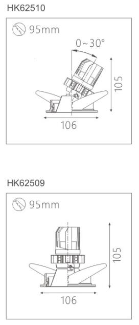 天花射灯HK62510截面图
