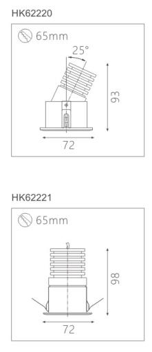 天花射灯HK62220截面图