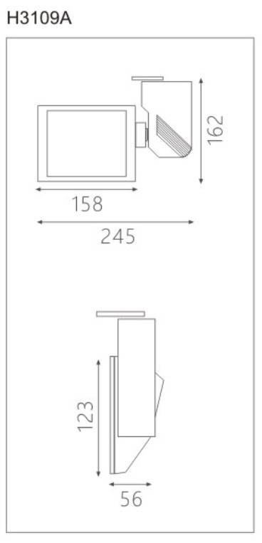 H3109Aled博物導軌燈具尺寸圖