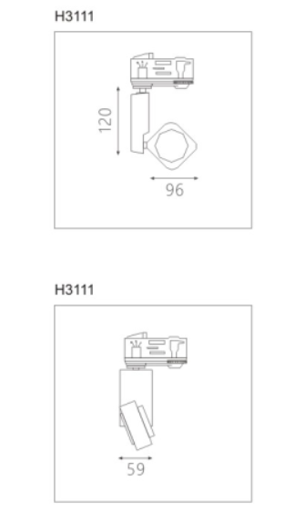 H3111led博物導軌燈具尺寸圖