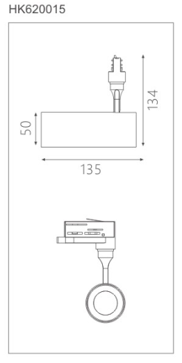 HK620015led博物導軌燈具尺寸圖