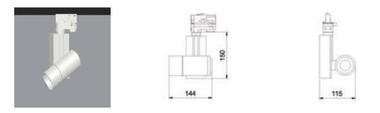 H3228LED轨道变焦射灯具截面图